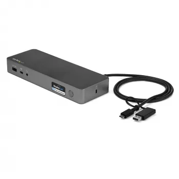 StarTech.com Universelle Laptop-Dockingstation, Hybrid USB-C & USB-A Dock, Dual 4K DP & HDMI, 60W PD, Mac / Windows / Chrome OS, 4x USB 5Gbps Hub, GbE