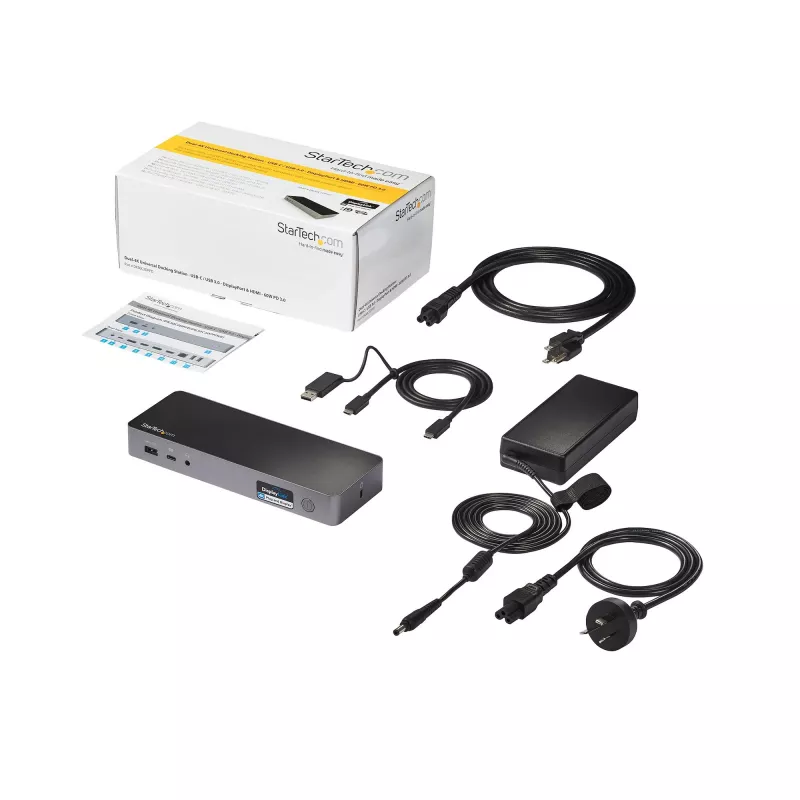 StarTech.com Universelle Laptop-Dockingstation, Hybrid USB-C & USB-A Dock, Dual 4K DP & HDMI, 60W PD, Mac / Windows / Chrome OS, 4x USB 5Gbps Hub, GbE