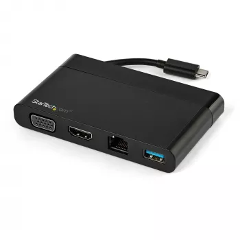 StarTech.com USB-C-Multiport-Adapter mit HDMI, VGA, Gigabit-Ethernet & USB 3.0 – USB-C auf 4K HDMI oder 1080p VGA Display Mini-Dock-Hub – USB Typ-C Reise-Dockingstation für USB-C-Laptops