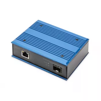 DIGITUS 10/100/1000Base-TX (PoE) to 1000Base-FX Industrial Media Converter