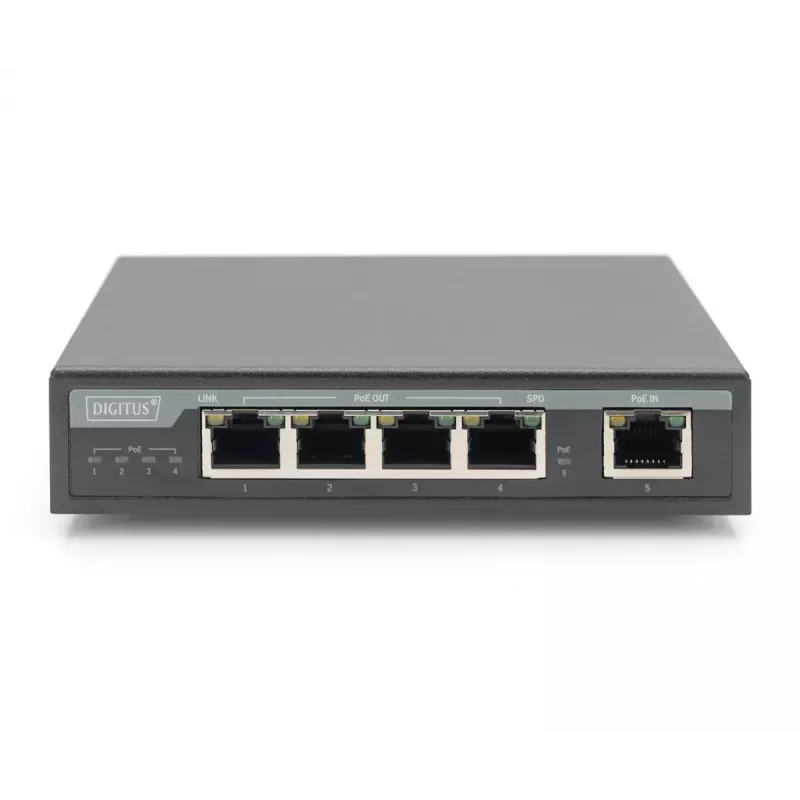 Digitus 4 Port Gigabit 4PPoE Extender 802.3at 60W Schwarz