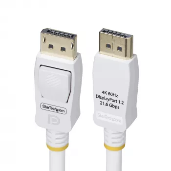 StarTech.com 10ft (3m) Weißes VESA-zertifiziertes DisplayPort 1.2-Kabel, 4K 60Hz, 21,6 Gbit/s, einrastende DP-Stecker, DP 1.2 DisplayPort-Kabel, DP-Monitorkabel, M/M