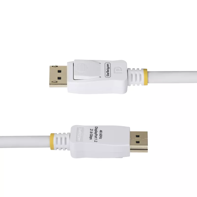 StarTech.com 10ft (3m) Weißes VESA-zertifiziertes DisplayPort 1.2-Kabel, 4K 60Hz, 21,6 Gbit/s, einrastende DP-Stecker, DP 1.2 DisplayPort-Kabel, DP-Monitorkabel, M/M