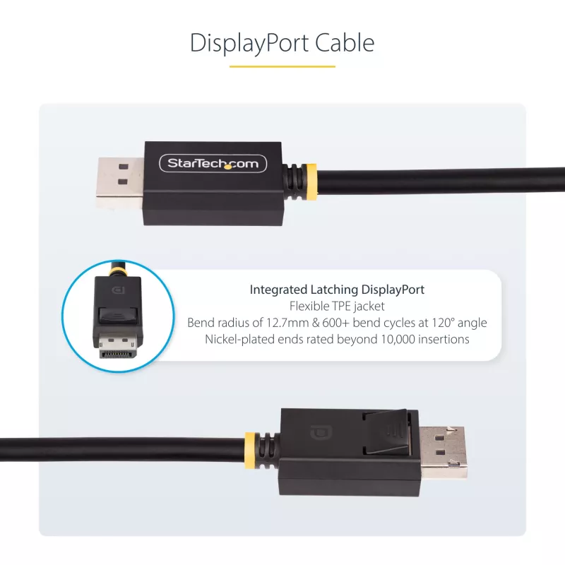 StarTech.com 1m DisplayPort 2.1 Kabel, VESA-zertifiziertes DP80 DisplayPort-Kabel mit UHBR20/HDR/DSC 1.2a/HDCP 2.2, 16K/8K 60Hz, 4K 240Hz, 80 Gbit/s, DP 2.1 Kabel, UHD-Monitorkabel, M/M