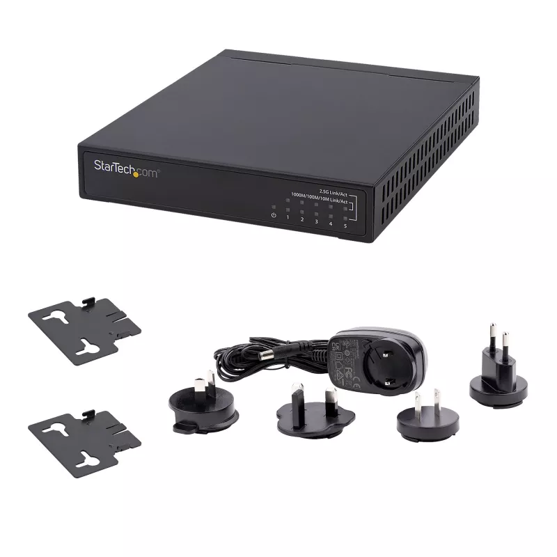 StarTech.com Unmanaged 2.5G Switch – 5-Port Gigabit Switch – 2.5GBASE-T Unmanaged Ethernet Switch – Ethernet-Splitter – DIN-Schienen- oder Wandmontage – Multi-Gigabit – Auto-MDIX – 9K Jumbo