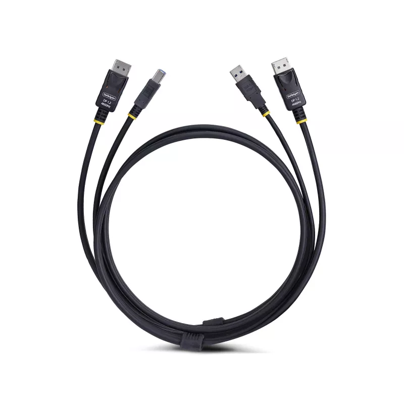 StarTech.com 6ft (1,8 m) DisplayPort und USB 5 Gbit/s KVM-Kabel, 4K 60 Hz, universell kompatibles DP 1.2/USB 3.0 Kombikabel für KVM-Switches