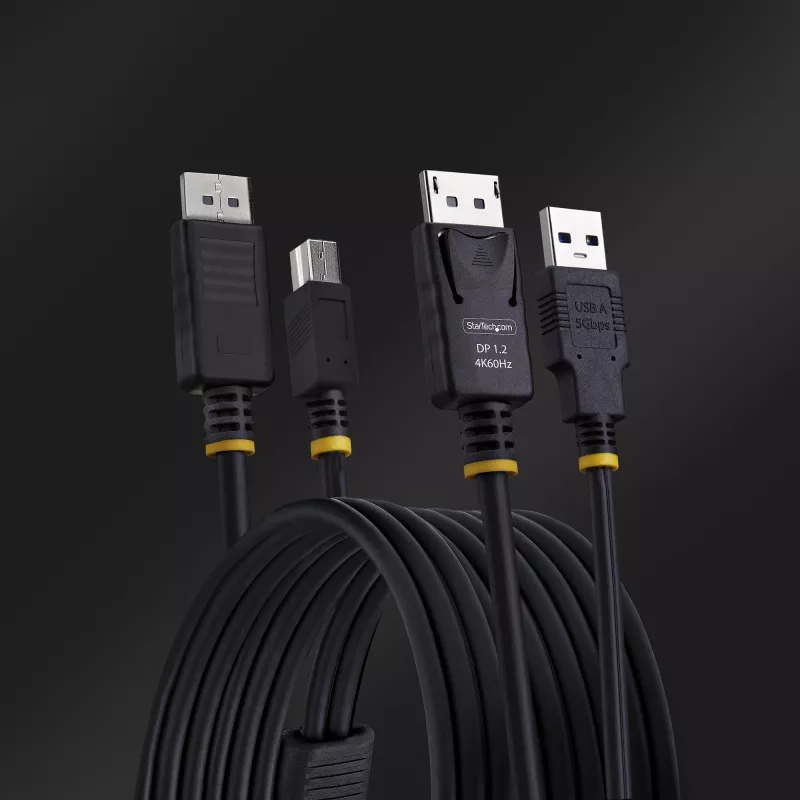 StarTech.com 6ft (1,8 m) DisplayPort und USB 5 Gbit/s KVM-Kabel, 4K 60 Hz, universell kompatibles DP 1.2/USB 3.0 Kombikabel für KVM-Switches