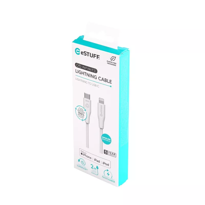 Lightning-Kabel eSTUFF ES602270 3m USB-C 2,4A Weiß