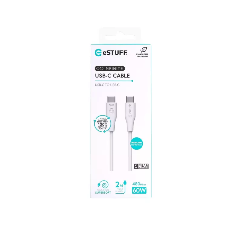 USB-Kabel eSTUFF ES604270 2m USB C Weiß USB 2.0 0,48 Gbit/s