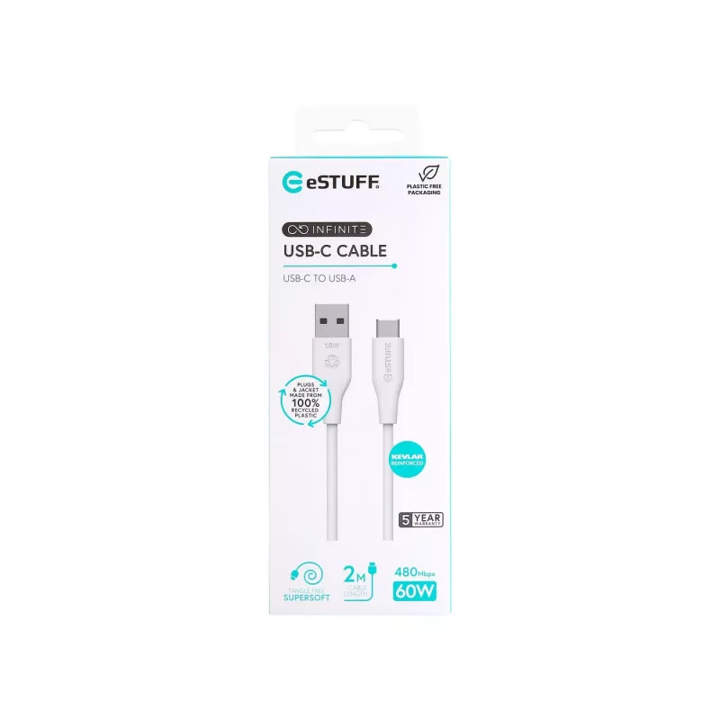 eSTUFF ES605270 USB-Kabel USB 2.0 2 m USB-C USB-A Weiß
