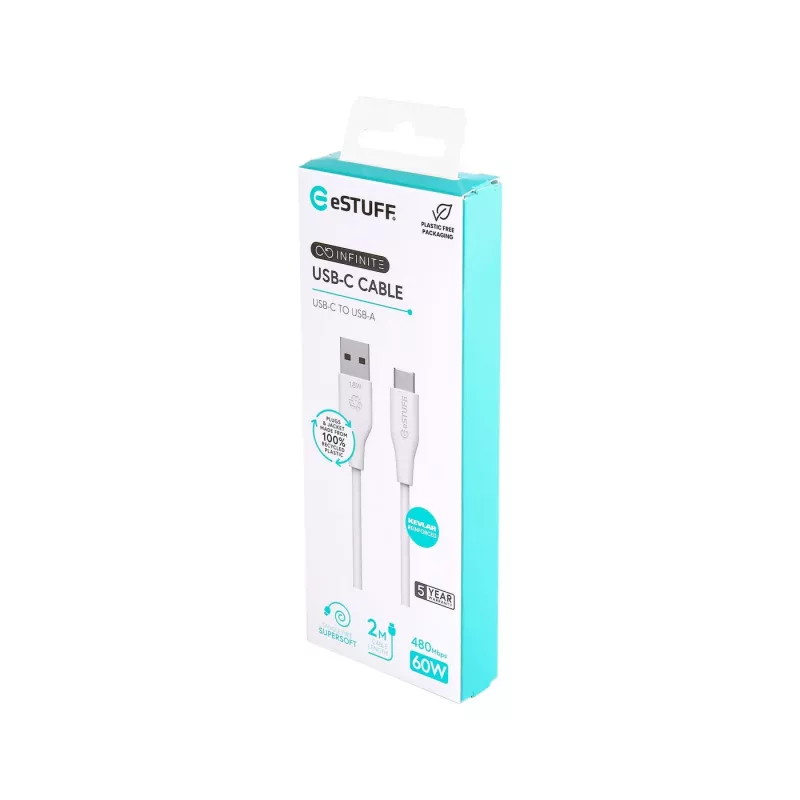 eSTUFF ES605270 USB-Kabel USB 2.0 2 m USB-C USB-A Weiß