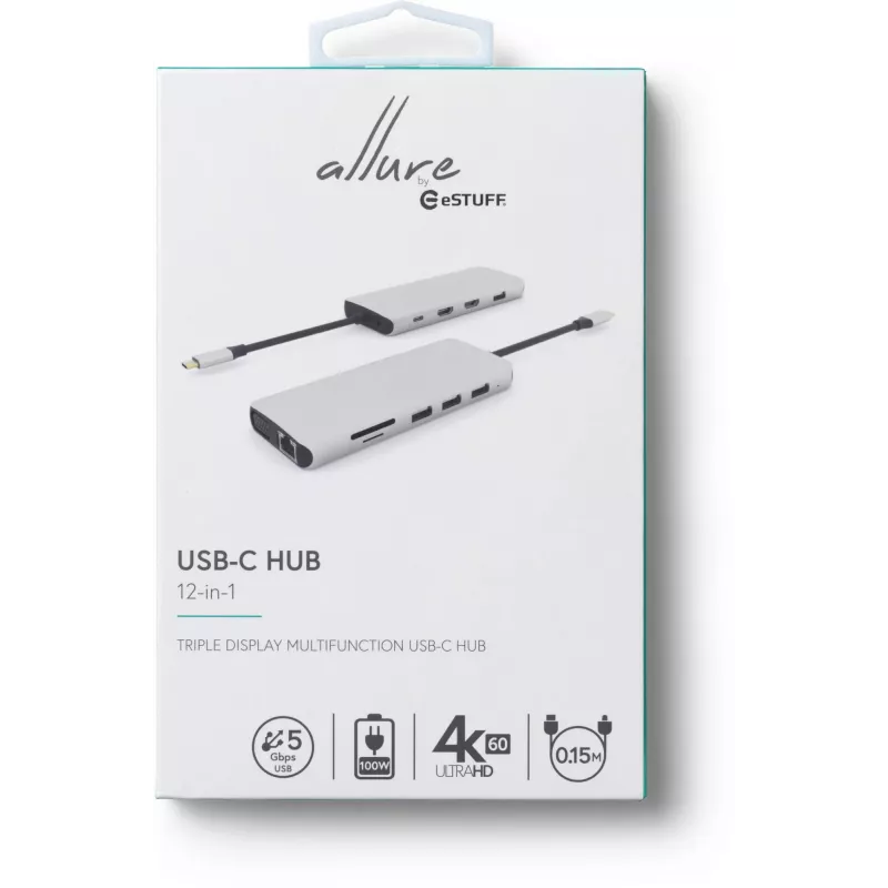 eSTUFF ES623009 Schnittstellen-Hub USB 3.2 Gen 1 (3.1 Gen 1) Type-C 5000 Mbit/s Grau