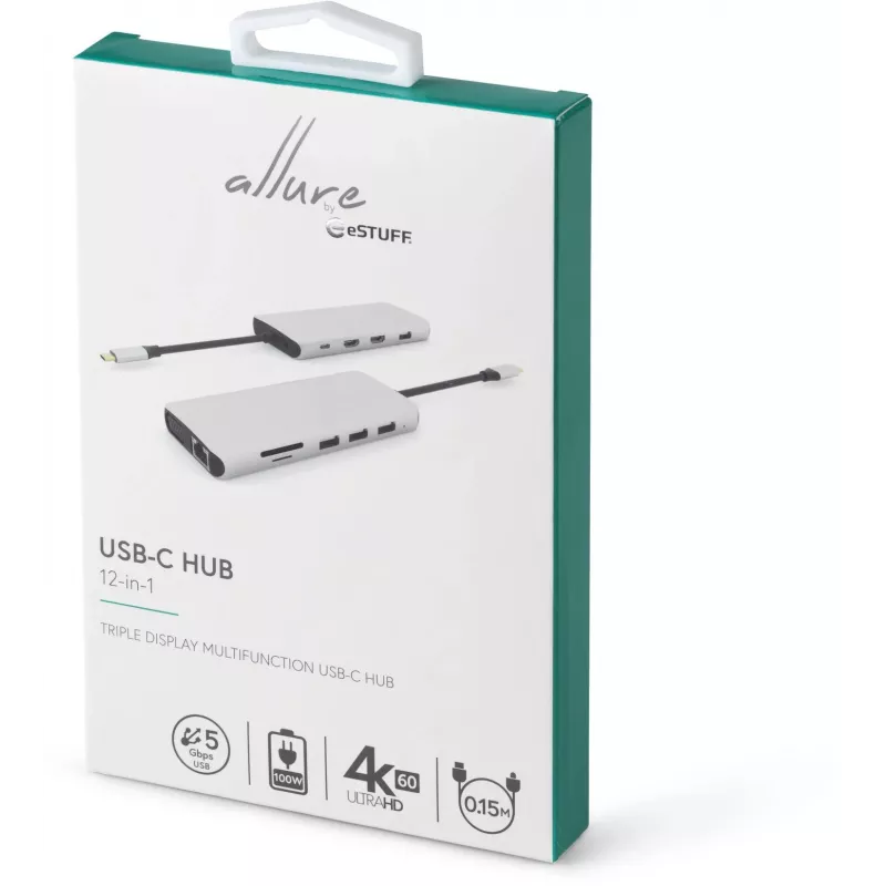 eSTUFF ES623009 Schnittstellen-Hub USB 3.2 Gen 1 (3.1 Gen 1) Type-C 5000 Mbit/s Grau