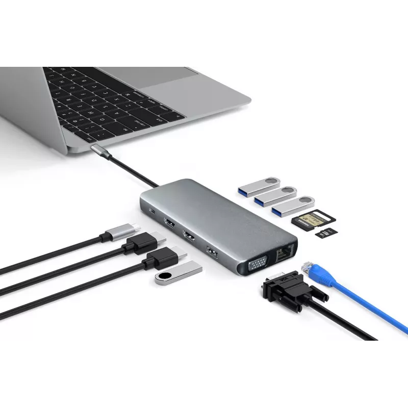 eSTUFF ES623009 Schnittstellen-Hub USB 3.2 Gen 1 (3.1 Gen 1) Type-C 5000 Mbit/s Grau