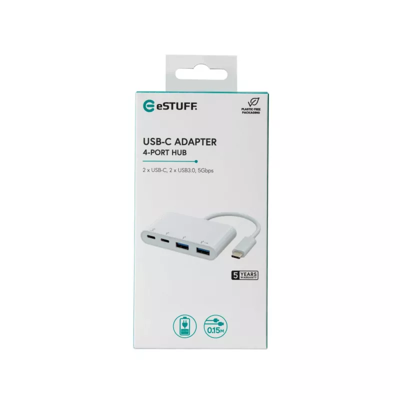 USB-Hub eSTUFF USB-C auf 2 x USB 3.0 & 2 x USB-C 3.1 10000 Mbit/s Weiß
