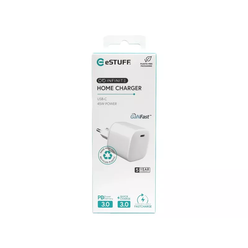 eSTUFF ES637045 mobiles Ladegerät Smartphone Weiß AC Schnellladung Innenbereich
