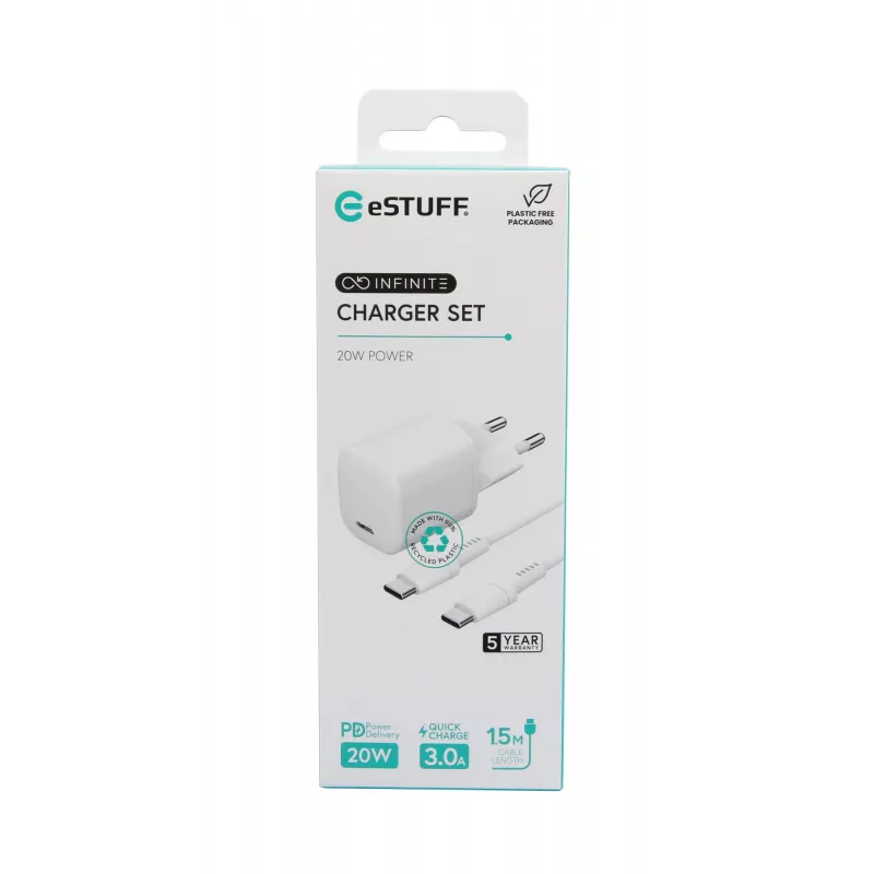 Mobiles Geräteladegerät eSTUFF ES637500 12V USB Type-C 1,5m Weiß