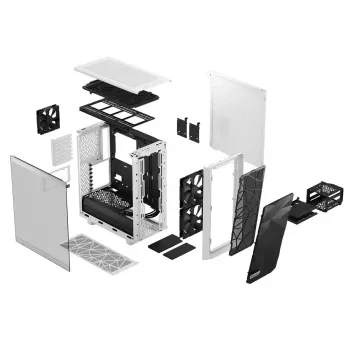 PC-Tower-Gehäuse Fractal Design Meshify 2 Compact — Weiß, unterstützt ATX-Netzteile, 2×140 mm vorne, 1×120 mm hinten, 2,5-Zoll-/3,5-Zoll-Laufwerke, 210×424×475 mm