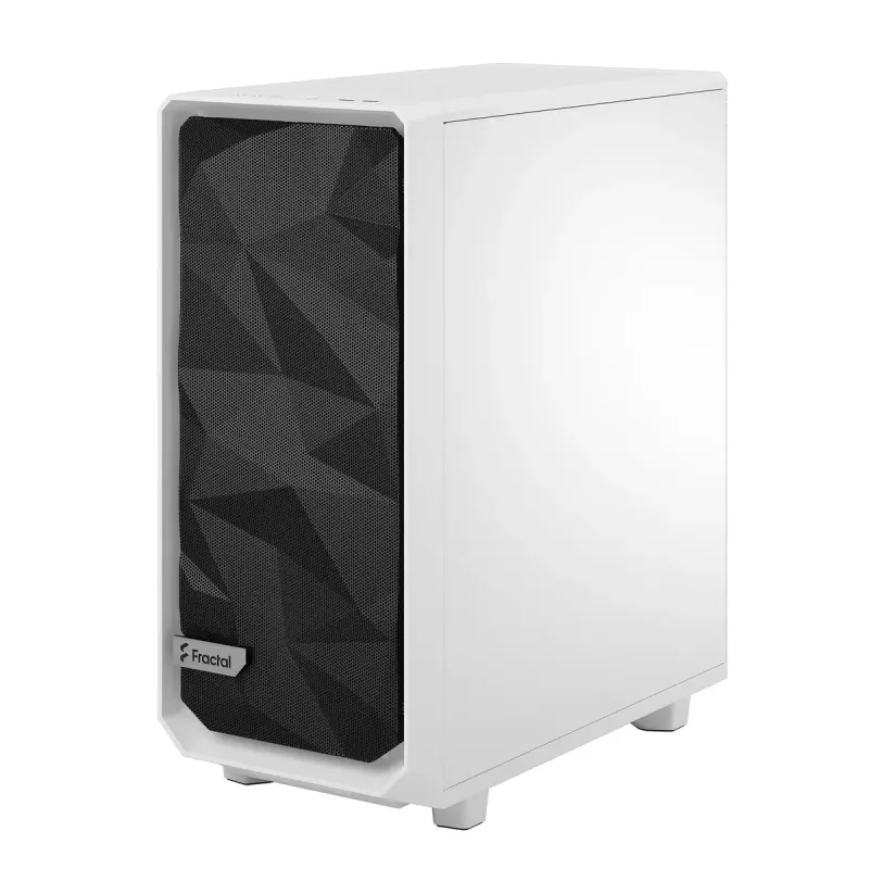 PC-Tower-Gehäuse Fractal Design Meshify 2 Compact — Weiß, unterstützt ATX-Netzteile, 2×140 mm vorne, 1×120 mm hinten, 2,5-Zoll-/3,5-Zoll-Laufwerke, 210×424×475 mm