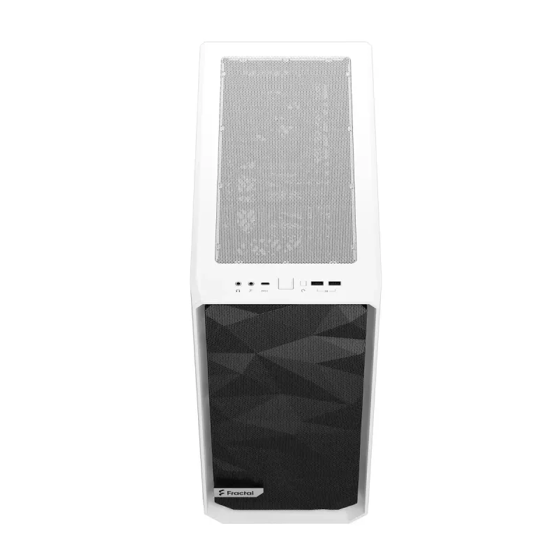 PC-Tower-Gehäuse Fractal Design Meshify 2 Compact — Weiß, unterstützt ATX-Netzteile, 2×140 mm vorne, 1×120 mm hinten, 2,5-Zoll-/3,5-Zoll-Laufwerke, 210×424×475 mm