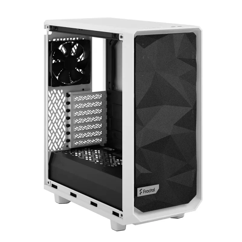 PC-Tower-Gehäuse Fractal Design Meshify 2 Compact — Weiß, unterstützt ATX-Netzteile, 2×140 mm vorne, 1×120 mm hinten, 2,5-Zoll-/3,5-Zoll-Laufwerke, 210×424×475 mm