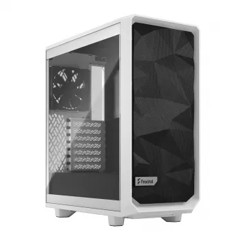 PC-Tower-Gehäuse Fractal Design Meshify 2 Compact — Weiß, unterstützt ATX-Netzteile, 2×140 mm vorne, 1×120 mm hinten, 2,5-Zoll-/3,5-Zoll-Laufwerke, 210×424×475 mm