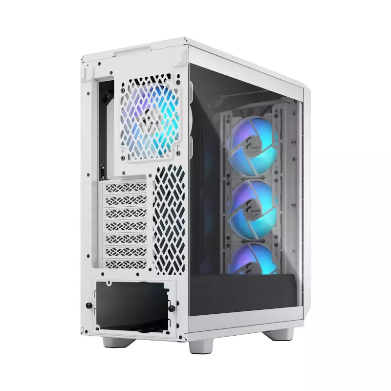 PC-Gehäuse Fractal Design Meshify 2 Compact RGB Weiß — ATX/microATX/Mini-ITX, unterstützt 3x120 mm vorne + 1x120 mm hinten, 2,5 Zoll/3,5 Zoll Laufwerke