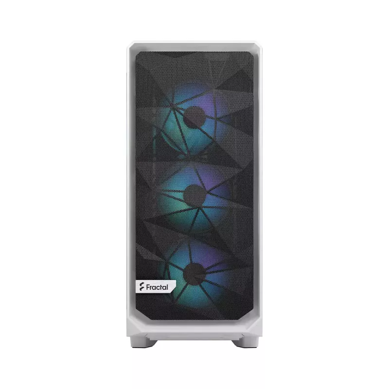 PC-Gehäuse Fractal Design Meshify 2 Compact RGB Weiß — ATX/microATX/Mini-ITX, unterstützt 3x120 mm vorne + 1x120 mm hinten, 2,5 Zoll/3,5 Zoll Laufwerke