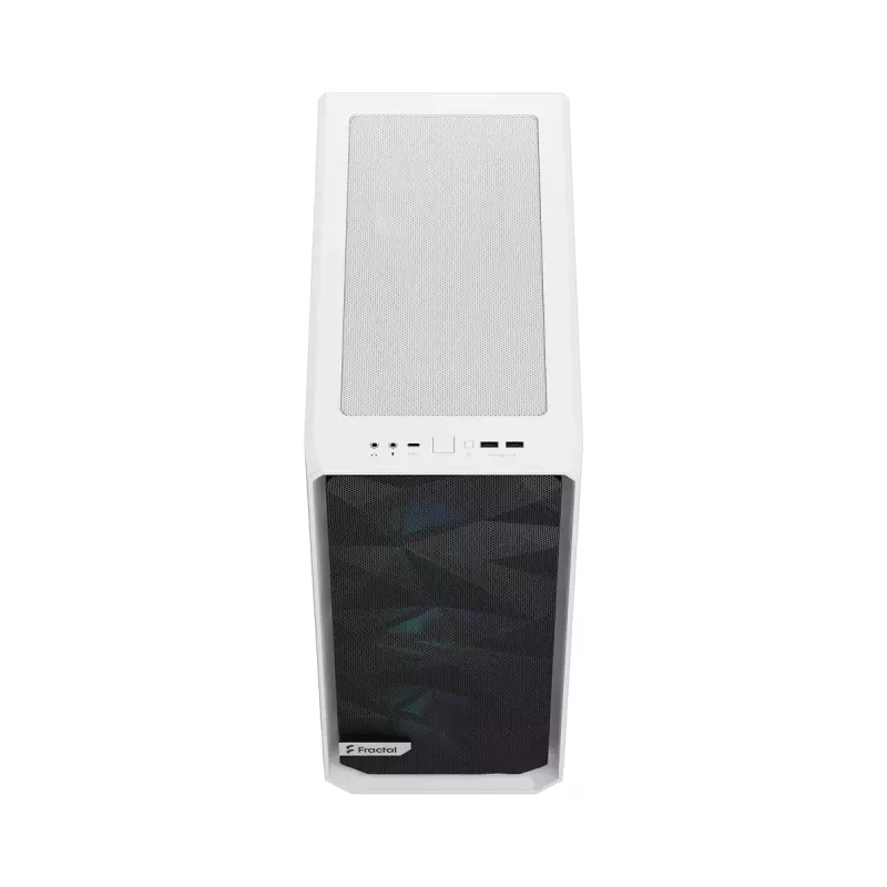 PC-Gehäuse Fractal Design Meshify 2 Compact RGB Weiß — ATX/microATX/Mini-ITX, unterstützt 3x120 mm vorne + 1x120 mm hinten, 2,5 Zoll/3,5 Zoll Laufwerke