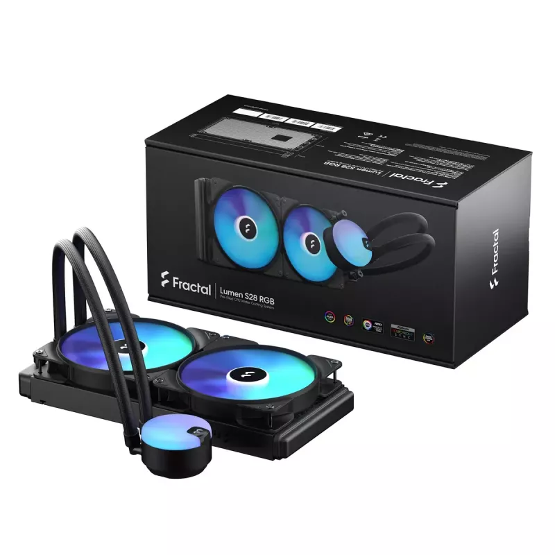 All-in-One-Flüssig-CPU-Kühler Fractal Design Lumen S28 v2 RGB — 140-mm-Lüfter, 500–1700 U/min, Schwarz