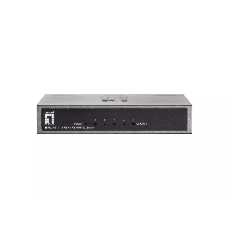 LevelOne 5-Port Fast Ethernet Switch, 1 x SC Multi-Mode Glasfaser