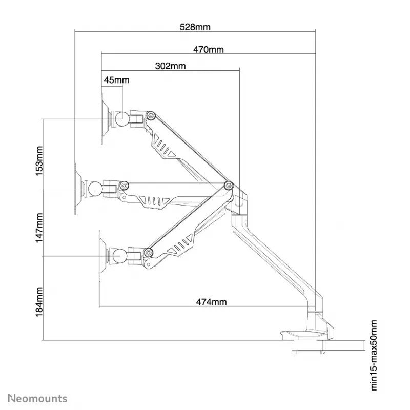 Neomounts FPMA-D750SILVER Monitorarm 10-32 Zoll - Gasfeder - Topfix