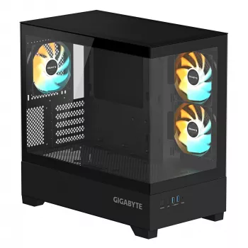 GIGABYTE C201 PANORAMIC PC-Gehäuse – Mid Tower, m-ATX, 360-mm-Radiator-Unterstützung, 3 vorinstallierte Lüfter, USB 3.0, Unterstützung für RGB Fusion