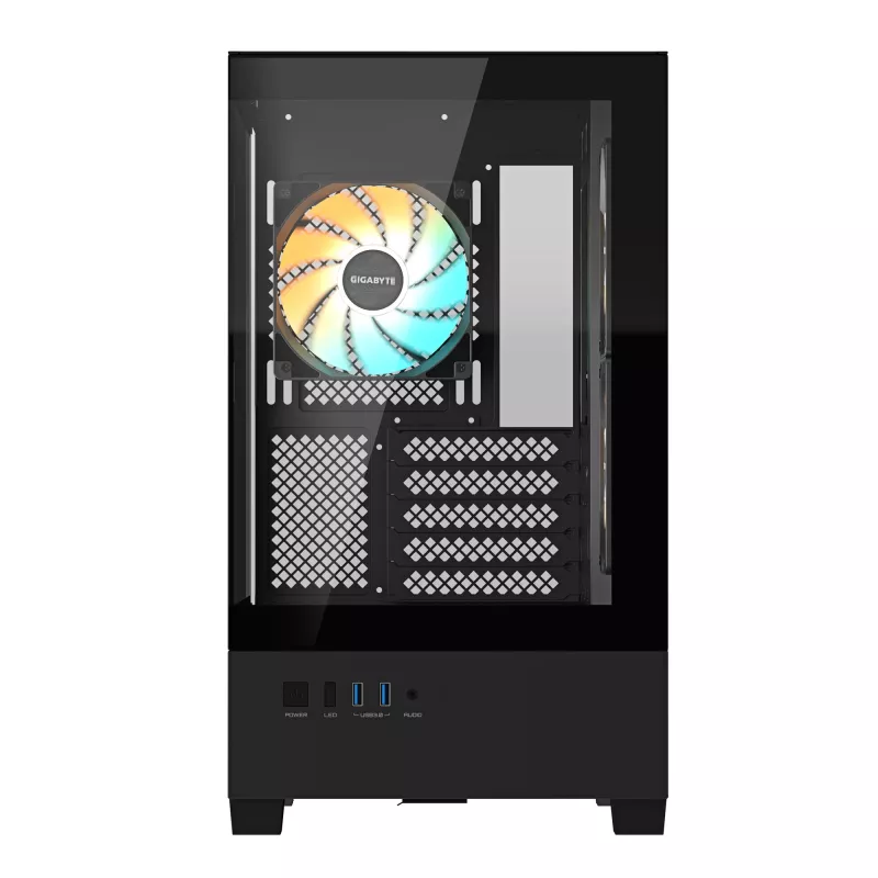 GIGABYTE C201 PANORAMIC PC-Gehäuse – Mid Tower, m-ATX, 360-mm-Radiator-Unterstützung, 3 vorinstallierte Lüfter, USB 3.0, Unterstützung für RGB Fusion