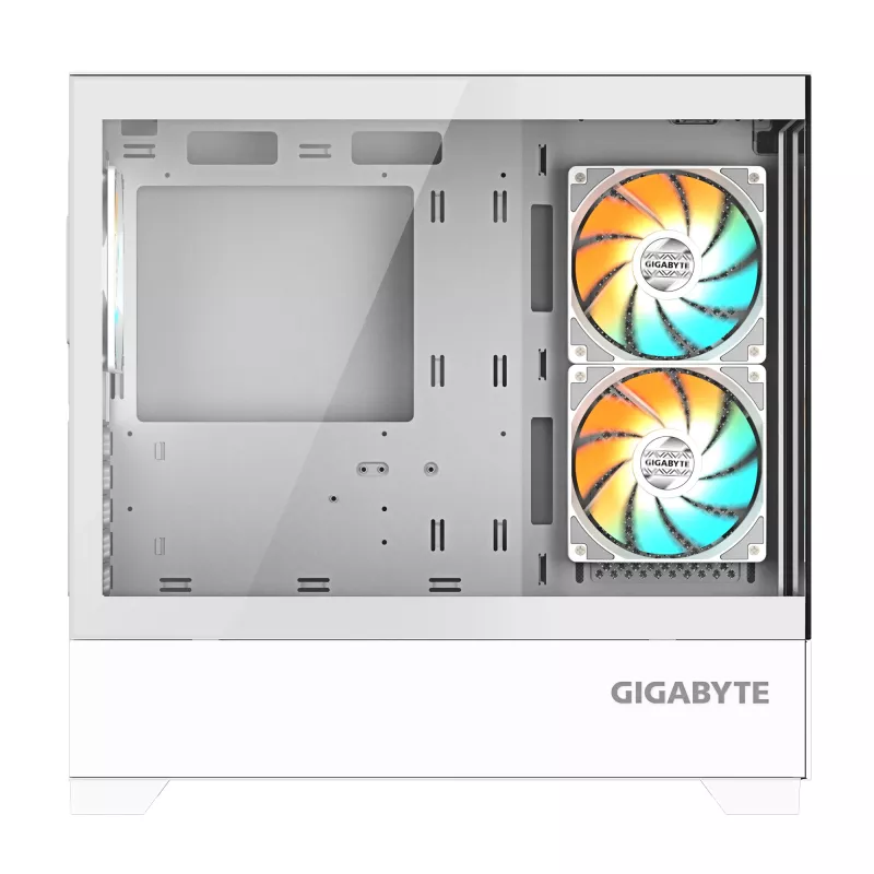 GIGABYTE C201 PANORAMIC ICE PC-Gehäuse – Mid Tower, m-ATX, 360-mm-Radiator-Unterstützung, 3 vorinstallierte Lüfter, USB 3.0, RGB-Fusion-Unterstützung
