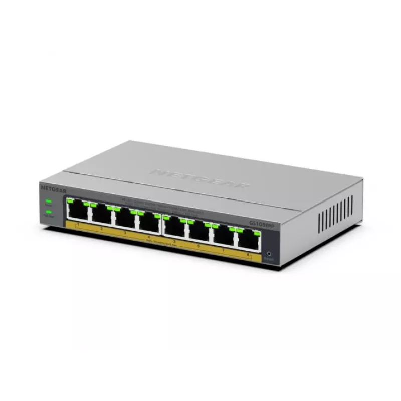 NETGEAR GS108EPP Unmanaged Gigabit Ethernet (10/100/1000) Power over Ethernet (PoE) Desktop/Wandmontage Grau