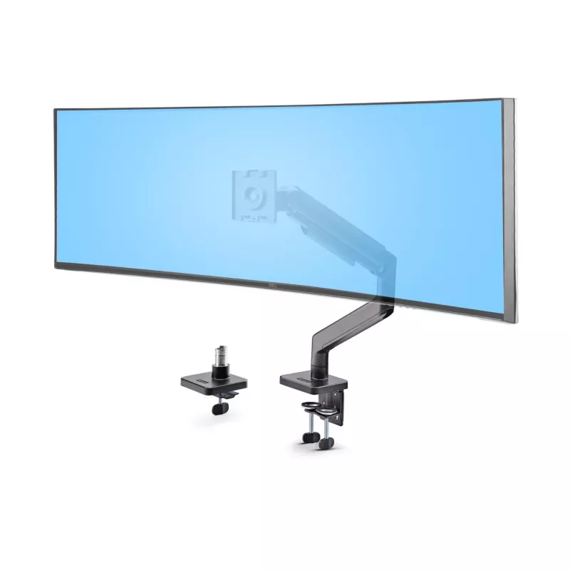 StarTech.com Monitor-Tischhalterung für bis zu 49 Zoll 32:9 Ultrawide Curved-Bildschirme, mechanischer Federarm, C-Klemme/Tischdurchführung, werkzeuglose Einstellung, max. 44 lb/20 kg
