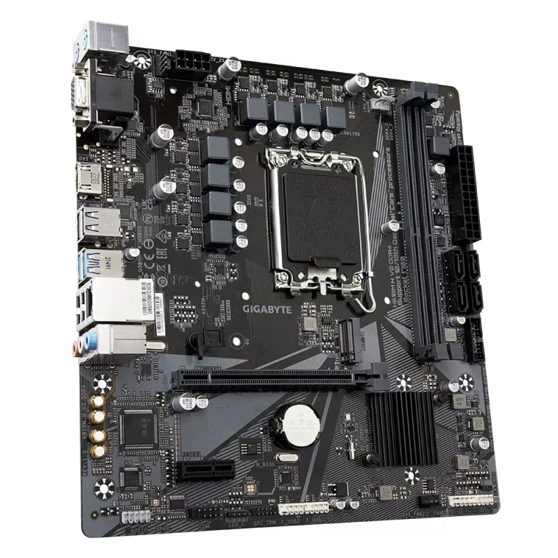 GIGABYTE H610M H V2 DDR4 Mainboard - Unterstützt Intel Core 14. Generation, 6+1+1 Hybrid Digital VRM, bis zu 3200 MHz DDR4 (OC), 1x PCIe 3.0 M.2, GbE LAN, USB 3.2 Gen 1