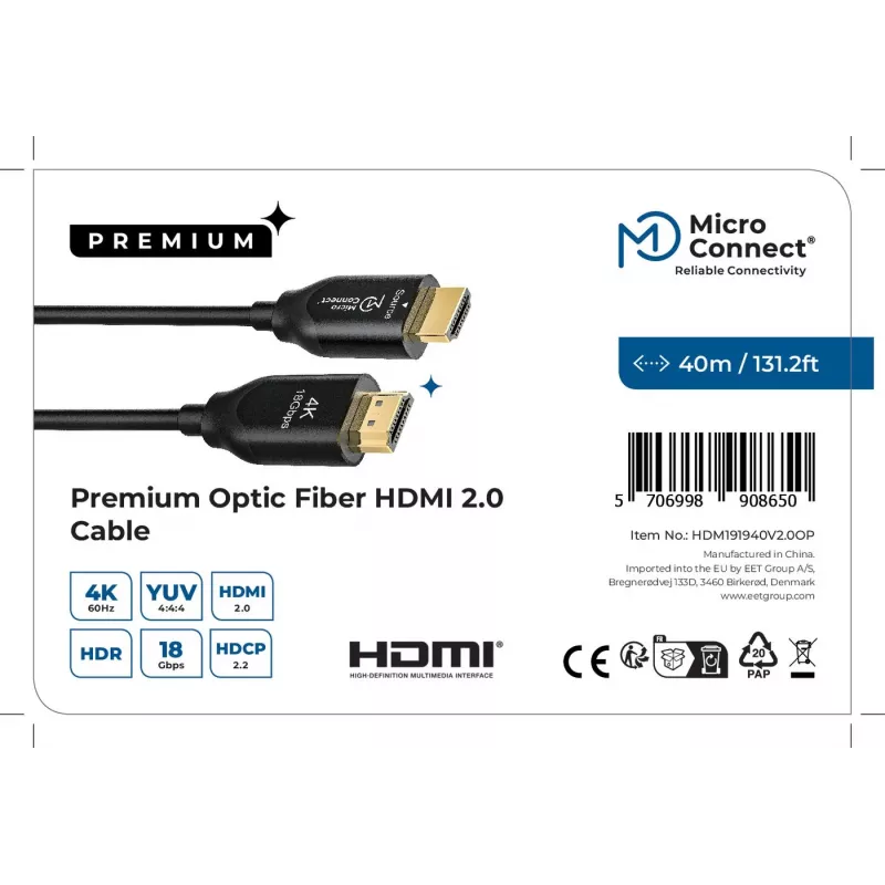 Microconnect Premium Optic HDMI-Kabel 40m
