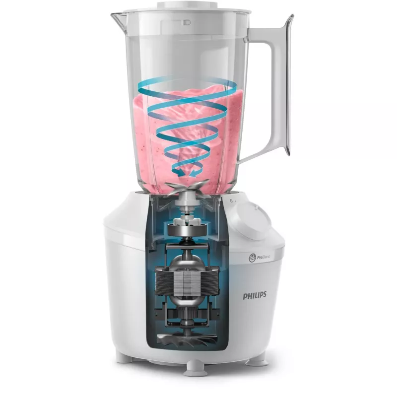 Tischmixer Philips HR2041/00 — 450 W, 1,9-L-Kunststoffbehälter, Edelstahlmesser, weiß
