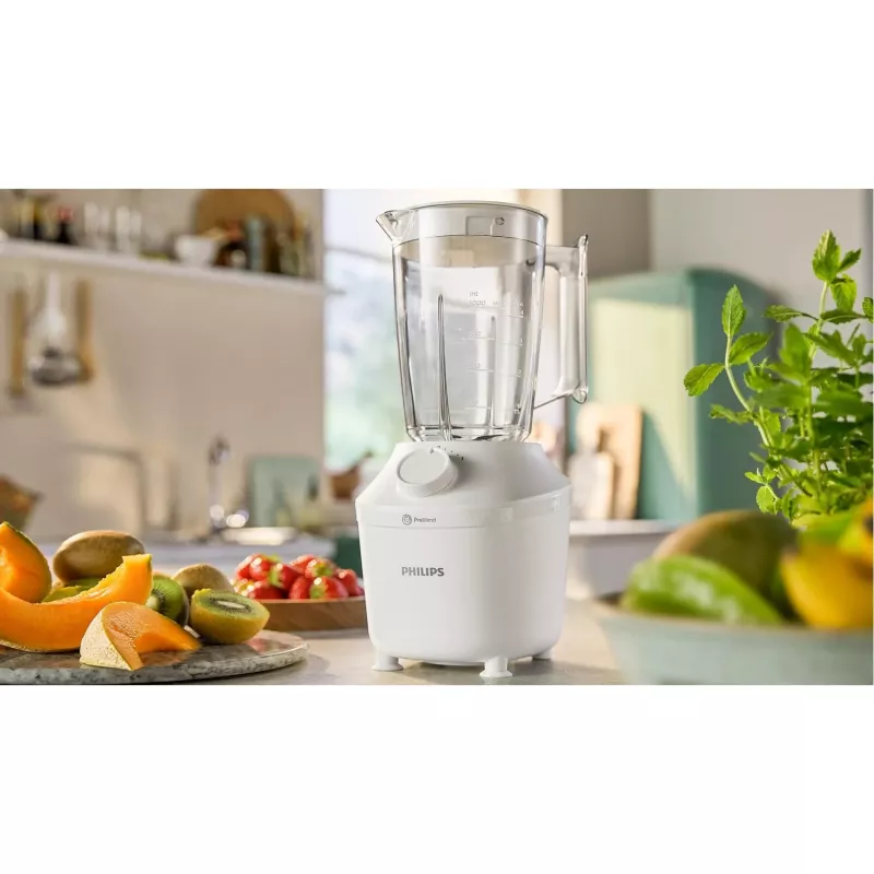 Tischmixer Philips HR2041/00 — 450 W, 1,9-L-Kunststoffbehälter, Edelstahlmesser, weiß