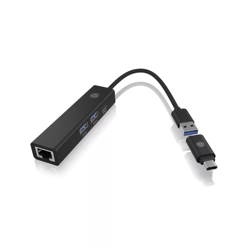 ICY BOX IB-HUB1439-LAN Kabelgebunden USB 3.2 Gen 1 (3.1 Gen 1) Typ-A Schwarz