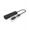ICY BOX IB-HUB1439-LAN Kabelgebunden USB 3.2 Gen 1 (3.1 Gen 1) Typ-A Schwarz