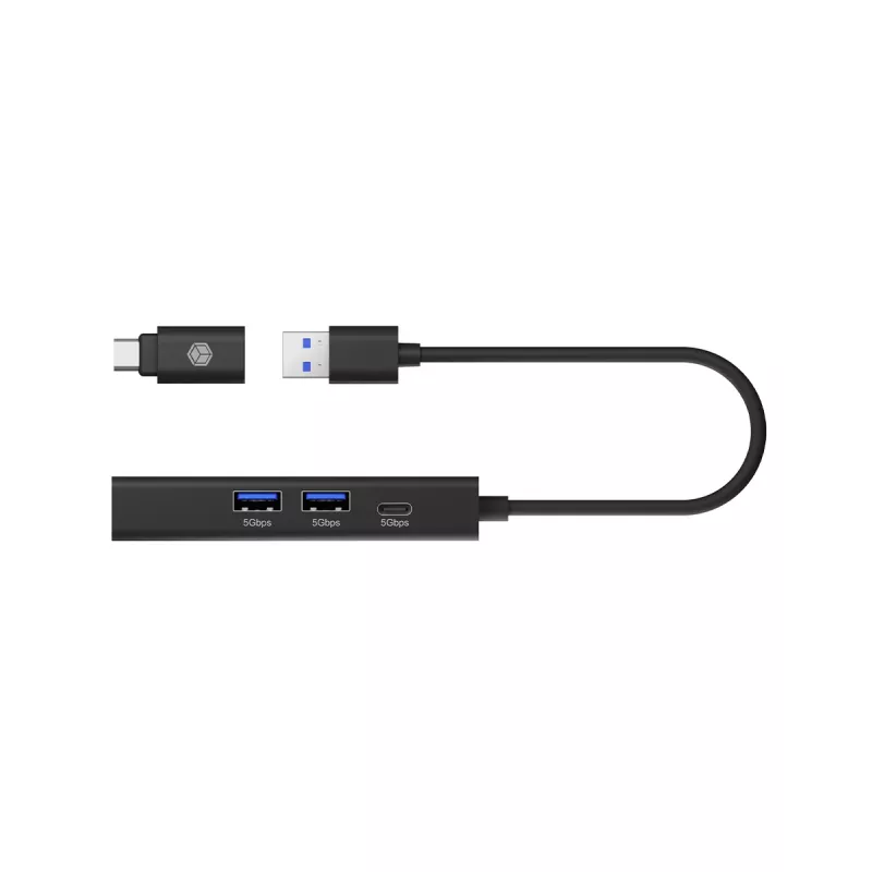 ICY BOX IB-HUB1439-LAN Kabelgebunden USB 3.2 Gen 1 (3.1 Gen 1) Typ-A Schwarz