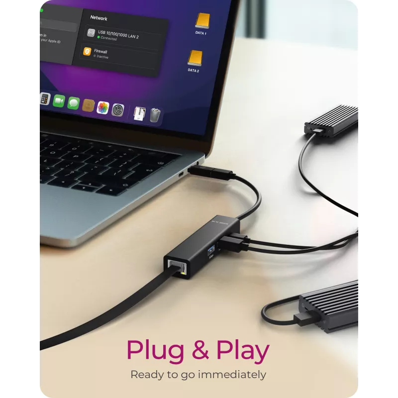 ICY BOX IB-HUB1439-LAN Kabelgebunden USB 3.2 Gen 1 (3.1 Gen 1) Typ-A Schwarz