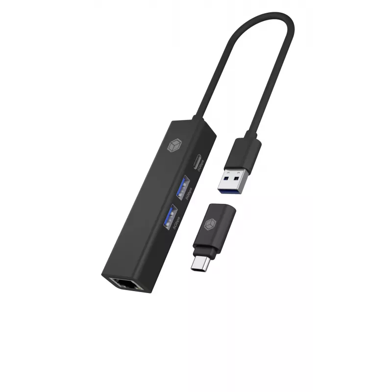 ICY BOX IB-HUB1439-LAN Kabelgebunden USB 3.2 Gen 1 (3.1 Gen 1) Typ-A Schwarz
