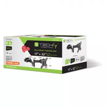 Techly Halterung zur Mastbefestigung TV LED/LCD 17–32 Zoll Schwarz