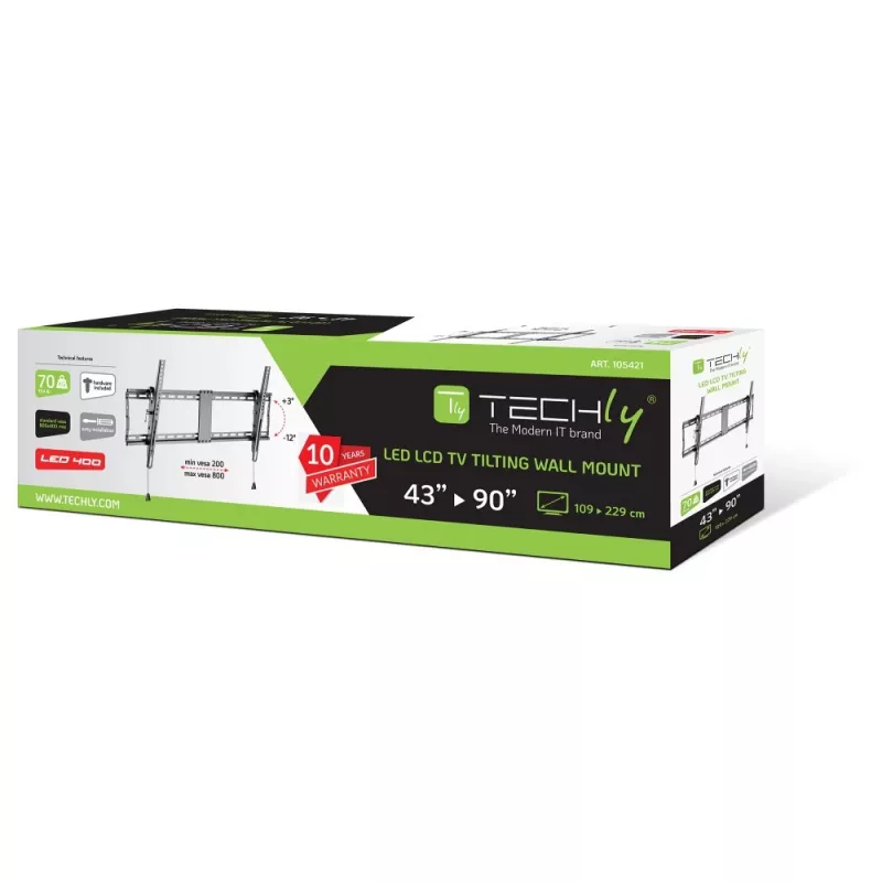 Techly ICA-PLB 590 TV-Wandhalterung/Standfuß 2,29 m (90 Zoll) Schwarz