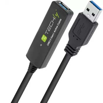 Techly ICUR30100G USB-Kabel USB 3.2 Gen 1 (3.1 Gen 1) 10 m USB A Schwarz