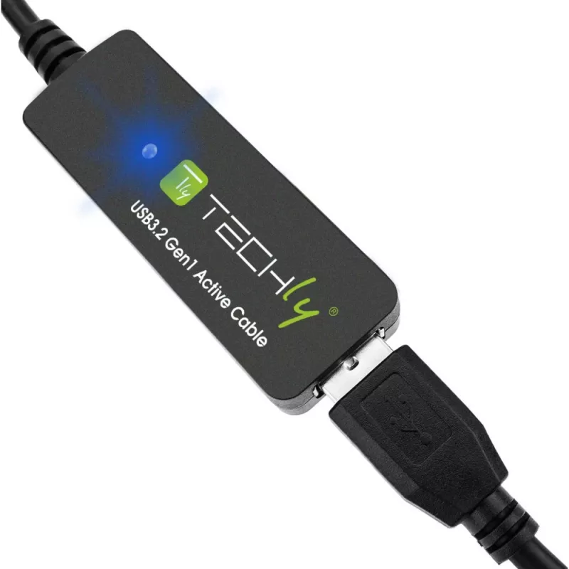 Techly ICUR30100G USB-Kabel USB 3.2 Gen 1 (3.1 Gen 1) 10 m USB A Schwarz